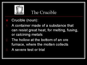 The Crucible n 1 2 3 Crucible noun