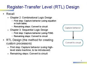 RegisterTransfer Level RTL Design Recall Chapter 2 Combinational