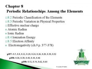 Chapter 8 Periodic Relationships Among the Elements 8