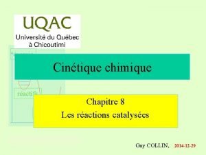 nergie Cintique chimique ractifs Chapitre 8 produits Les