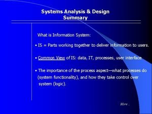 What is information system analysis and design