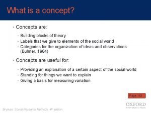 Concepts are the building blocks of theory