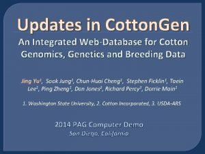 Updates in Cotton Gen An Integrated WebDatabase for