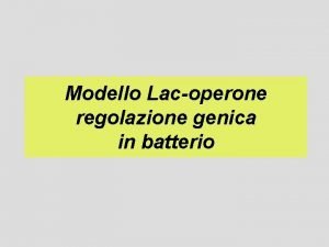 Modello Lacoperone regolazione genica in batterio esempio di
