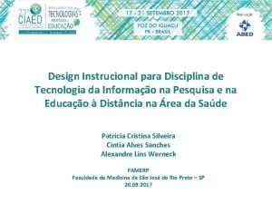 Design Instrucional para Disciplina de Tecnologia da Informao