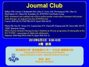 Journal Club Ridker PM Genest J Boekholdt SM
