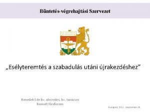 Bntetsvgrehajtsi Szervezet Eslyteremts a szabaduls utni jrakezdshez Benedek