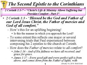 The Second Epistle to the Corinthians 2 Corinth