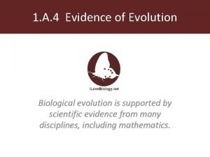 1 A 4 Evidence of Evolution Biological evolution