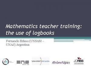 Mathematics teacher training the use of logbooks Fernando