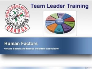 Team Leader Training Human Factors Ontario Search and