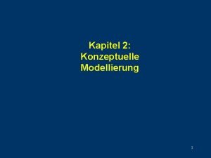 Kapitel 2 Konzeptuelle Modellierung 1 Das EntityRelationshipModell voraussetzen