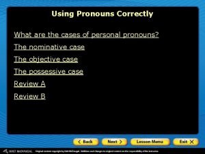 Nominative case singular pronouns