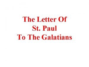 St paul's letter to the galatians