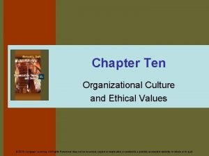 Chapter Ten Organizational Culture and Ethical Values 2010