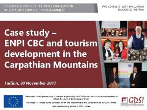 Case study ENPI CBC and tourism development in