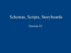 Schemas Scripts Storyboards Session 02 OVERVIEW Instructional Design