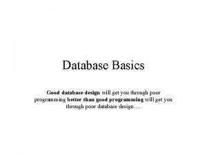 Database design basics