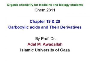 Organic chemistry for medicine and biology students Chem