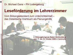 Dr Michael Gans PH Ludwigsburg Lesefrderung im Lehrerzimmer