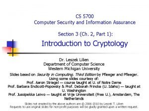 CS 5700 Computer Security and Information Assurance Section