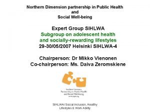 Northern Dimension partnership in Public Health and Social