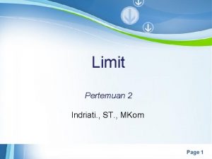 Limit Pertemuan 2 Indriati ST MKom Powerpoint Templates