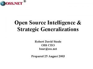 Robert david steele open source intelligence