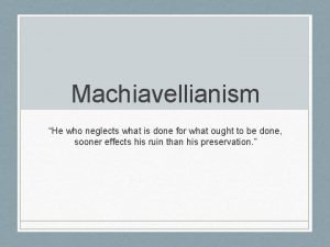 Machiavellianidm