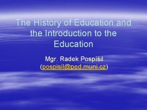 Introduction to history of education