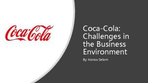 Business environment of coca cola