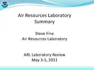 Air Resources Laboratory Summary Steve Fine Air Resources