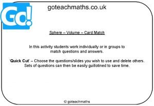 Volume of sphere activity Volume of sphere activity