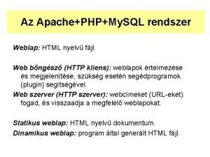 Az ApachePHPMy SQL rendszer Weblap HTML nyelv fjl