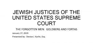 JEWISH JUSTICES OF THE UNITED STATES SUPREME COURT