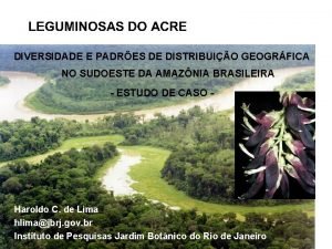 DIVERSIDADE E PADRES DE DISTRIBUIO GEOGRFICA NO SUDOESTE