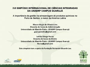 XVI SIMPSIO INTERNACIONAL DE CINCIAS INTEGRADAS DA UNAERP