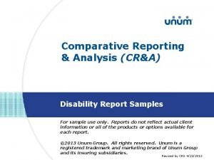 Comparative Reporting Analysis CRA Disability Report Samples For