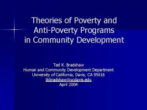 Theories of Poverty and AntiPoverty Programs in Community