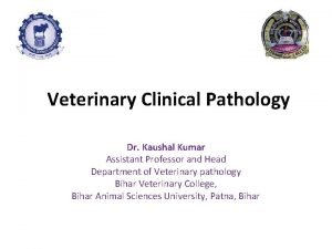 Veterinary Clinical Pathology Dr Kaushal Kumar Assistant Professor