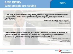 Rdsp bmo