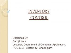 Sos analysis in inventory management
