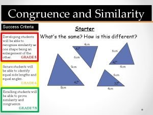 Congruence and Similarity Success Criteria Developing students will