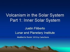 Volcanism in the Solar System Part 1 Inner