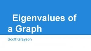 Eigenvalues of a Graph Scott Grayson Adjacency Matrix