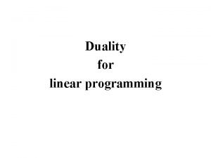 Concept of duality in linear programming