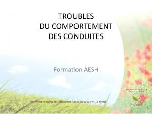 TROUBLES DU COMPORTEMENT DES CONDUITES Formation AESH Ple