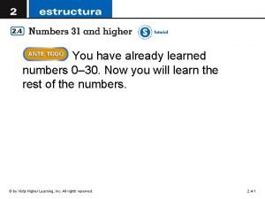 You have already learned numbers 0 30 Now