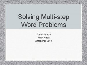 Solving Multistep Word Problems Fourth Grade Math Night