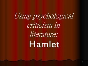 Hamlet psychological criticism